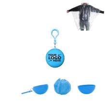Ball Shaped Disposable Hooded Poncho with Keychain